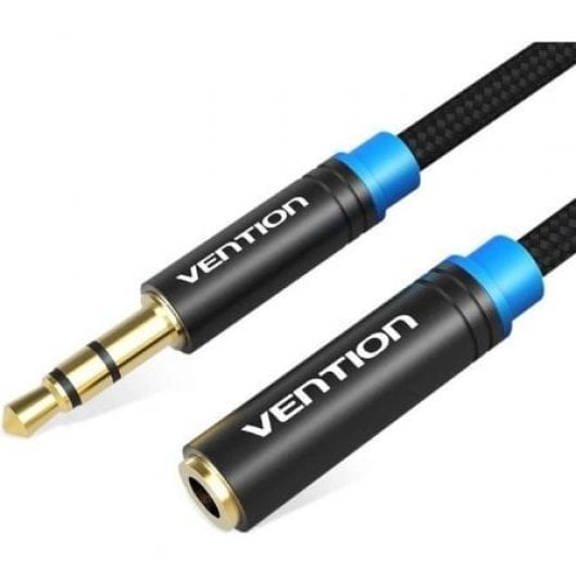 Cable Estéreo Vention VAB-B06-B300-M Jack 3.5 Macho a Hembra 3m Negro Conectores Oro