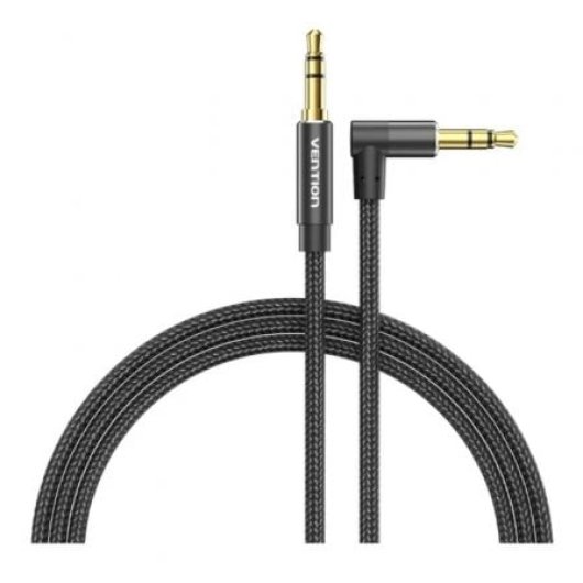 Cable audio Vention BAZBH Jack 3.5 macho ángulo 90º 2m negro chapado en oro