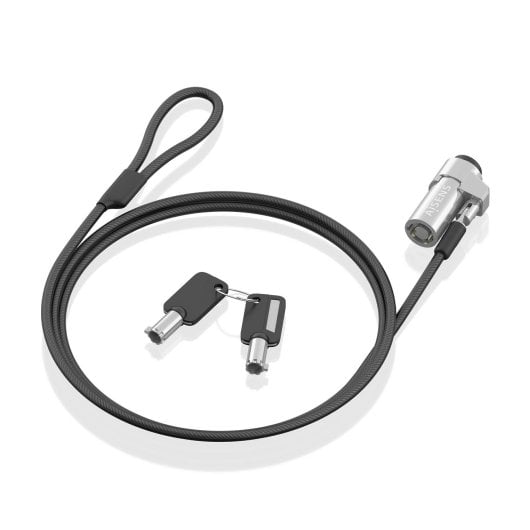 AISENS ASLK-D45K06-BK NANO 1,5 m Sicherheitskabel aus Stahl, tragbares Schlüsselschloss