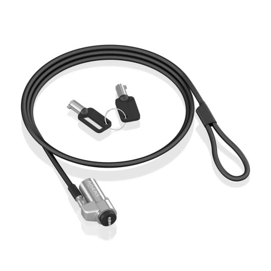 AISENS ASLK-D45K06-BK NANO 1,5 m Sicherheitskabel aus Stahl, tragbares Schlüsselschloss