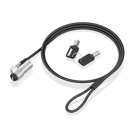 AISENS ASLK-D45K06-BK NANO 1,5 m Sicherheitskabel aus Stahl, tragbares Schlüsselschloss