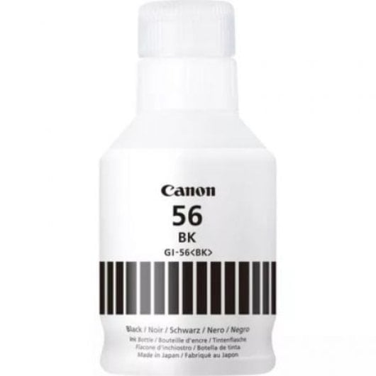 Botella de Tinta Canon GI-56BK Negra Original 170ml Alto rendimiento 6000 páginas
