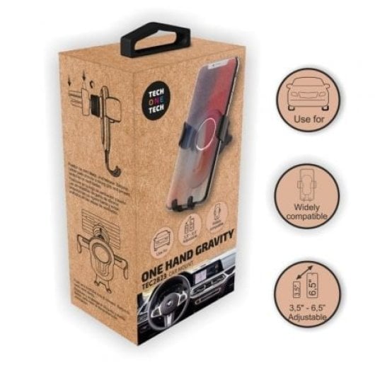 Soporte de Smartphone TECH ONE TECH TEC2823 Gravity One Hand para coche, hasta 6.5 pulgadas, homologación DGT