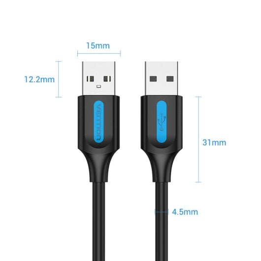 Cable USB Vention COJBH USB-A macho 2.0 480Mbps 2m negro