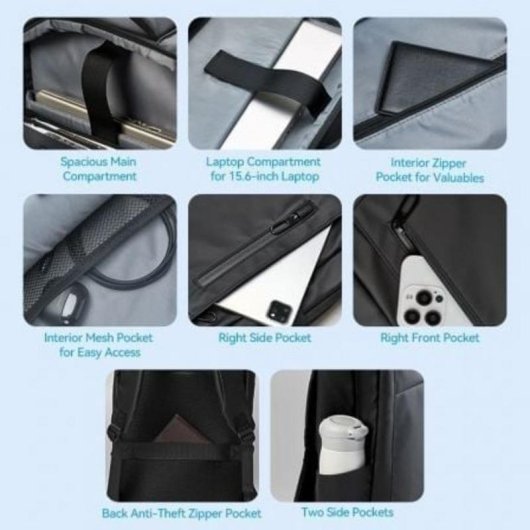 Mochila Vention KROB0 para portáteis até 15,6" 19L impermeável preta