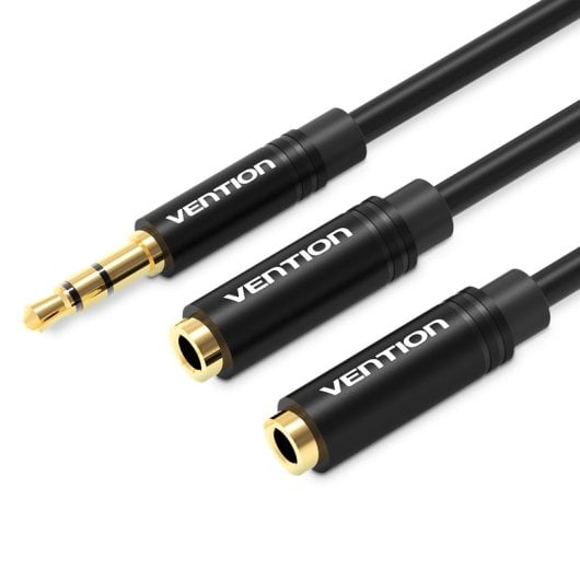 Cavo Vention BBWBY da 3,5 mm Jack maschio a 2x 3,5 mm Jack femmina 30 cm placcato oro nero