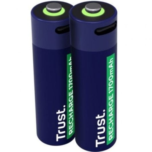 Trust AA-Batterie 25584, wiederaufladbar, 2 Stück, 1700 mAh, USB-C, 2 Std. LED-Aufladung
