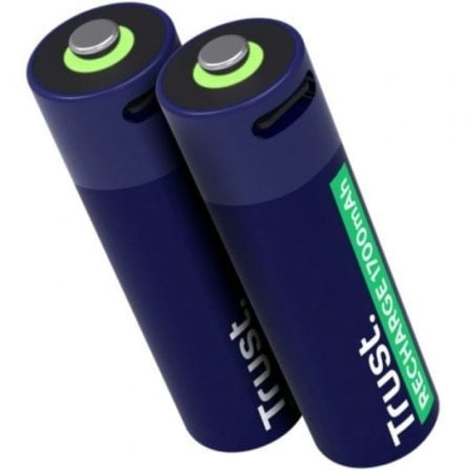 Trust AA-Batterie 25584, wiederaufladbar, 2 Stück, 1700 mAh, USB-C, 2 Std. LED-Aufladung