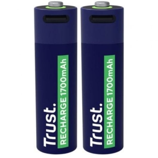 Trust AA-Batterie 25584, wiederaufladbar, 2 Stück, 1700 mAh, USB-C, 2 Std. LED-Aufladung