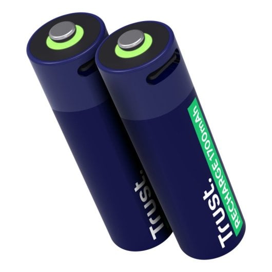 Trust AA-Batterie 25584, wiederaufladbar, 2 Stück, 1700 mAh, USB-C, 2 Std. LED-Aufladung