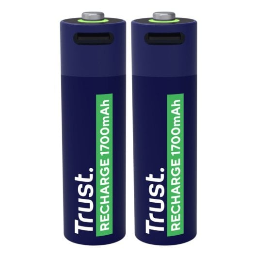 Trust AA-Batterie 25584, wiederaufladbar, 2 Stück, 1700 mAh, USB-C, 2 Std. LED-Aufladung