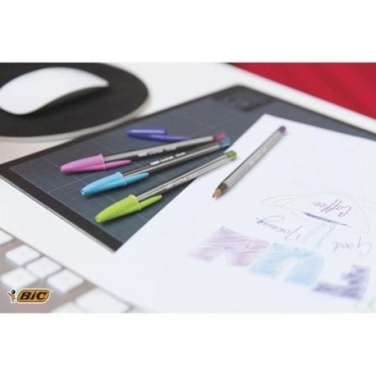 Stylo à bille BIC Cristal Fun 921342, pointe 1,6 mm, séchage rapide, 10 couleurs assorties