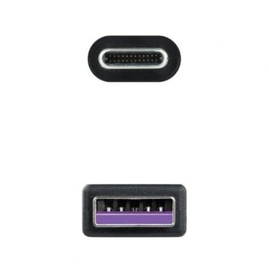 Câble Nanocable 10.01.2101-L150 USB 2.0 USB-C/M-A 1,5 m Noir 3 A 480 Mbps