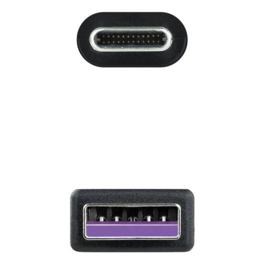 Câble Nanocable 10.01.2101-L150 USB 2.0 USB-C/M-A 1,5 m Noir 3 A 480 Mbps