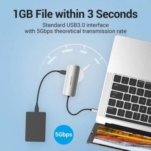 Docking Vention TOHHB USB-C HDMI 3xUSB 4K 100W PD RJ45 Grigio alluminio