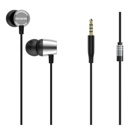 Auriculares AIWA ESTM-20SL com fio jack 3,5 mm graves potentes prata
