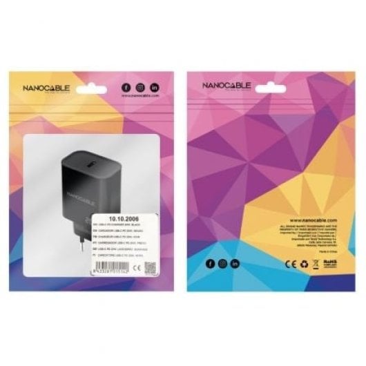 Cargador de Pared Nanocable 10.10.2006 20W 1xUSB-C Negro Universal PD