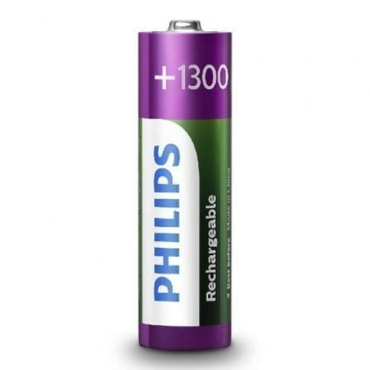 PHILIPS R6B4A130/10 Piles AA rechargeables 1300 mAh NiMH, pack de 4 unités