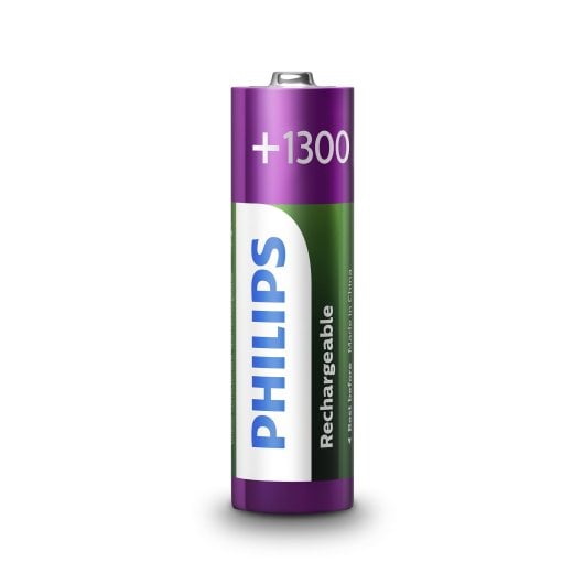 PHILIPS R6B4A130/10 Piles AA rechargeables 1300 mAh NiMH, pack de 4 unités