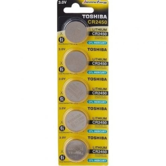 Toshiba CR2450 3V Lithium-Knopfzellenbatterie, 5er-Pack, lange Lebensdauer