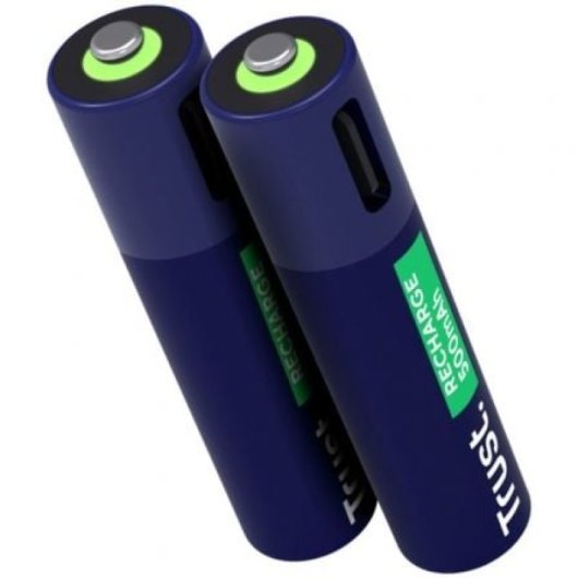 Trust 25585 AAA Akkupack 2 USB-C 500mAh LED-Anzeige Kurzschlussschutz