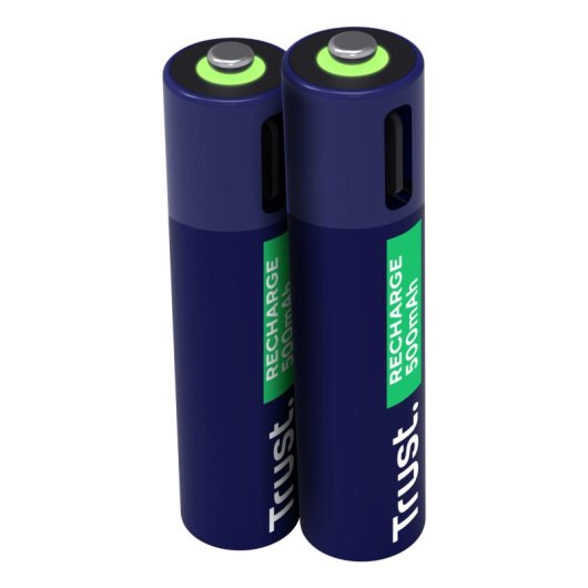 Trust 25585 AAA Akkupack 2 USB-C 500mAh LED-Anzeige Kurzschlussschutz