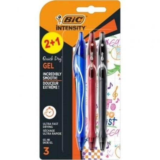 Bic Gelocity Quick Dry 972035 Stylo gel rétractable 0,7 mm Pack 3 assortis