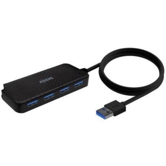 Hub AISENS 4 puertos 5000 Mbit/s USB 3.0 modelo A106-0714 Cable 60cm Negro