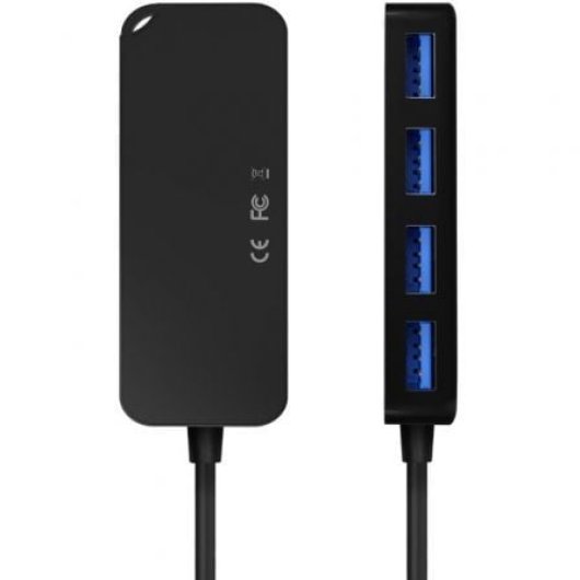Hub AISENS 4 puertos 5000 Mbit/s USB 3.0 modelo A106-0714 Cable 60cm Negro