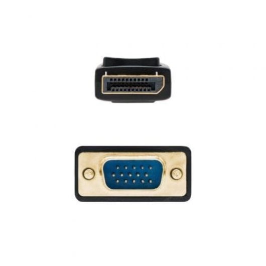 Cable conversor DisplayPort a VGA Nanocable 1m blindado en oro RoHS negro