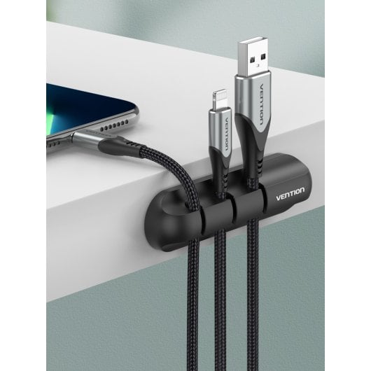 Organizador de cables Vention KBTB0 silicona negro 83mm 3 puertos
