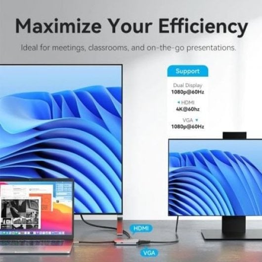 Docking Vention TQAHB 1xHDMI 1xUSB 1xVGA 1xUSB-C PD Grigio