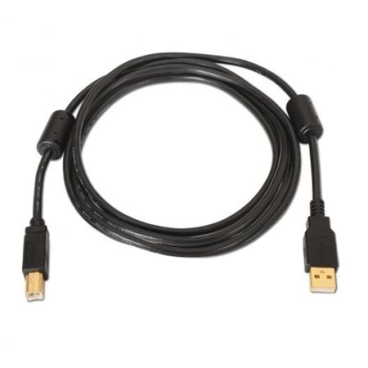 AISENS A101-0011 5 m Gold Ferrit Schwarz Hochgeschwindigkeitsdrucker USB 2.0 Kabel