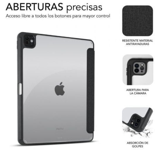 Capa Subblim Clear Shock para iPad Pro 13 M4 preta com fecho magnético e suporte de duas posições