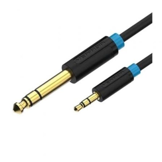Cable VENTION BABBF Jack 6.5mm macho a Jack 3.5mm macho 1m Negro cobre estañado