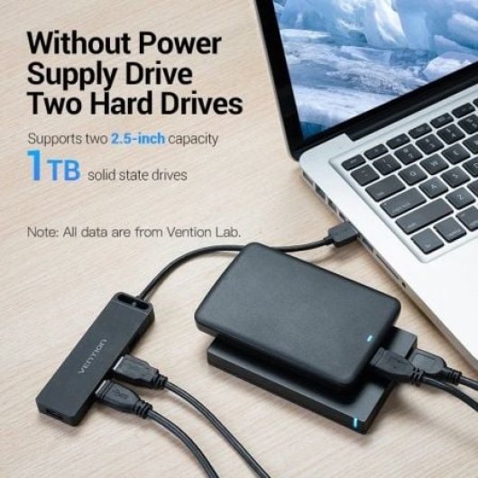 Hub Vention 4 puertos 480Mbps modelo CHMBF USB 2.0 cable 1m carcasa ABS
