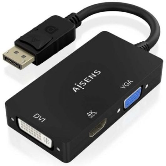 Convertisseur DisplayPort AISENS A125-0861 DP 1.2 vers VGA/DVI/HDMI 4K 15 cm Noir