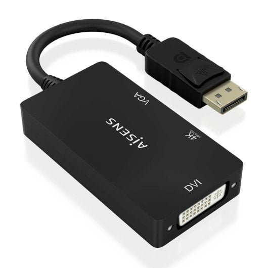Convertisseur DisplayPort AISENS A125-0861 DP 1.2 vers VGA/DVI/HDMI 4K 15 cm Noir