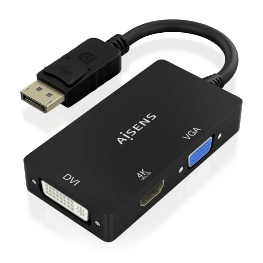 Convertisseur DisplayPort AISENS A125-0861 DP 1.2 vers VGA/DVI/HDMI 4K 15 cm Noir