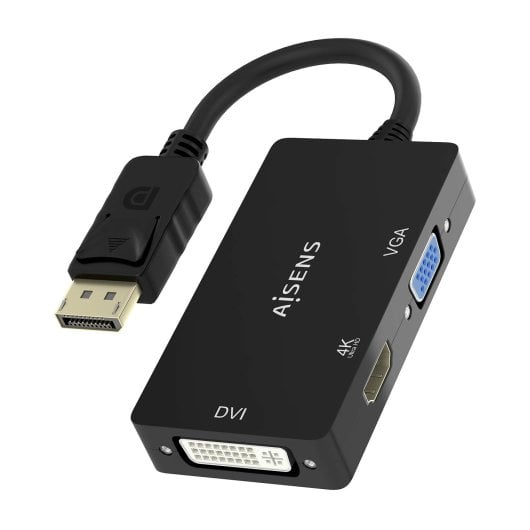 Convertisseur DisplayPort AISENS A125-0861 DP 1.2 vers VGA/DVI/HDMI 4K 15 cm Noir