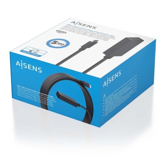 Cable alargador USB 3.2 AISENS A107-0870 10m USB Type-C/M-H Amplificado 5Gbps 100W Negro
