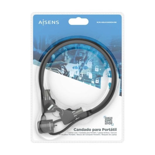 Cable de seguridad AISENS ASLK-D40K04-BK 1.5m acero cerradura con llave Kensington