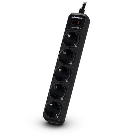 Regleta CyberPower B0520SC0-DE 5 Tomas, Protección Sobretensiones, Cable 1.8m Negra