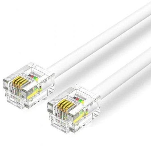 Cable de Teléfono VENTION IQBWH 2m Blanco RJ11 6P4C Plano Chapado en Oro