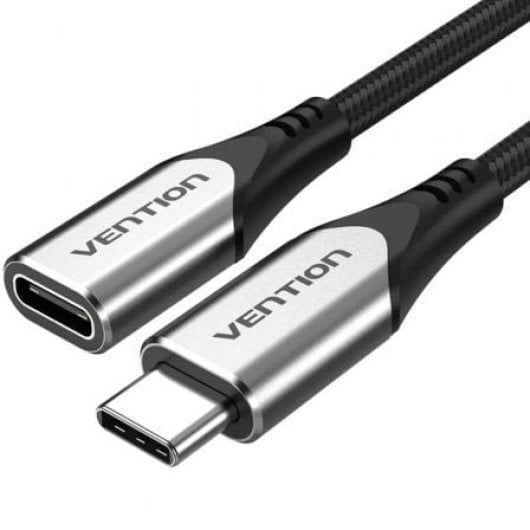 Cable USB-C Vention TABHF 3.1 1m Gris 60W 5Gbps Trenzado Aluminio