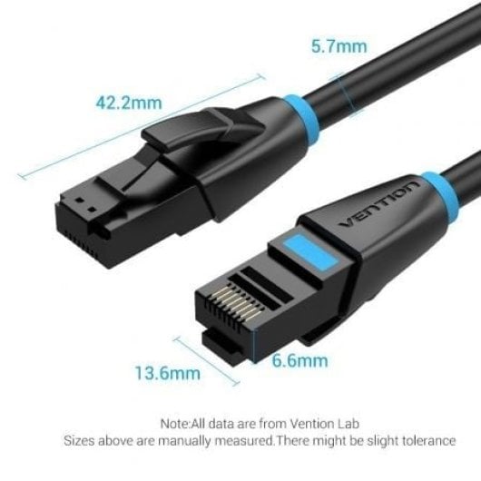 Vention IBKBK Cat.6A 8m 26AWG UTP PVC-Netzwerkkabel Schwarz