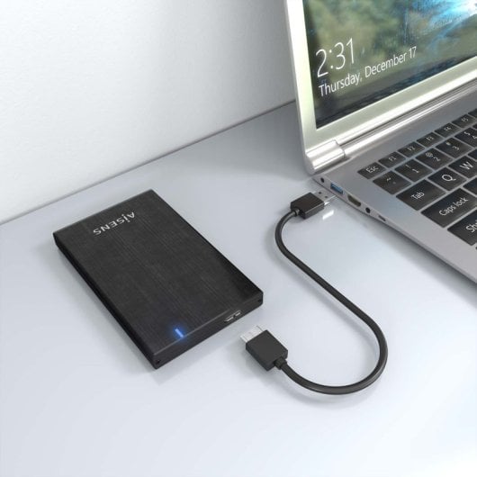 Caja externa 2.5? SATA AISENS ASE-2527B Aluminio Negro USB 3.0 LED para HDD/SSD