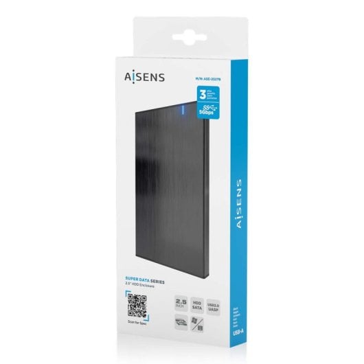 Caja externa 2.5? SATA AISENS ASE-2527B Aluminio Negro USB 3.0 LED para HDD/SSD
