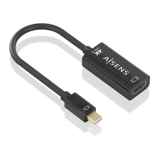 Cable conversor AISENS A125-0904 Mini DisplayPort macho HDMI hembra 4K 15cm negro