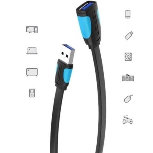 Câble d'extension USB 3.0 Vention VAS-A13-B200 2 m 5 Gbit/s noir et bleu